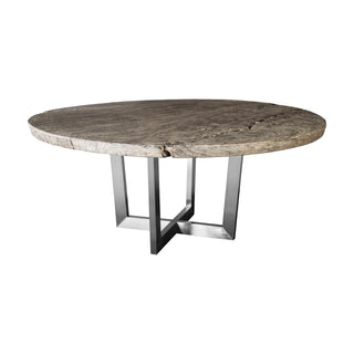 Phillips CollectionChuleta Round Dining Table on Stainless Steel Base, Gray StoneTH86250Aloha Habitat