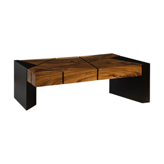 Phillips CollectionCriss Cross Coffee Table on Black Iron Legs, Chamcha WoodTH84117Aloha Habitat