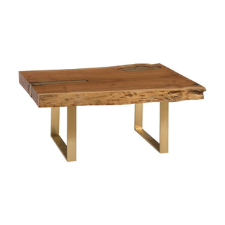 Phillips CollectionMolten Coffee Table Poured Brass in Wood, Brass Legs, SMIN93152Aloha Habitat