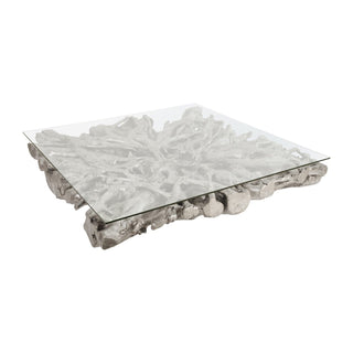 Phillips CollectionSquare Root Cast Coffee Table, With GlassPH64211Aloha Habitat