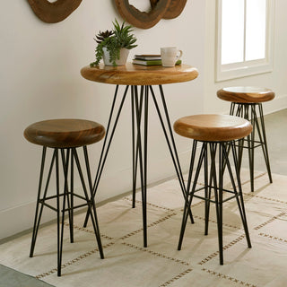 Phillips CollectionString Bar Stool on Black Metal Legs, Swivel Seat, NaturalTH93210Aloha Habitat