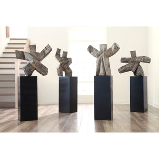 Phillips CollectionTai Chi Arm Up Sculpture on Pedestal, Gray Stone Finish, BlackTH94536Aloha Habitat