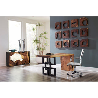 Phillips CollectionWaterfall Desk, Natural, Satin Black Overlap LegTH65574Aloha Habitat