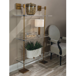 Port 68Marais 3 - tier Shelf Lucite/ Age Brass 36"WAFGS - 313 - 01Origins of Home