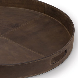 Regina AndrewDerby Round Leather Tray (Brown)20 - 1582BRNOrigins of Home