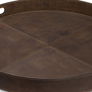 Regina AndrewDerby Round Leather Tray (Brown)20 - 1582BRNOrigins of Home