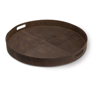 Regina AndrewDerby Round Leather Tray (Brown)20 - 1582BRNOrigins of Home