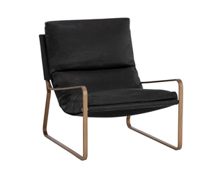 SunpanZancor Lounge Chair - Antique Brass - Charcoal Black Leather110657Origins of Home