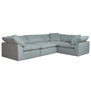 Sunset TradingContemporary Puff Collection 4PC Slipcovered L-Shaped Sectional Sofa | Performance Fabric Washable Water-Resistant Stain-Proof | 132" Deep-Seating Down-Filled Modular Couch | Ocean BlueSU-1458-43-3C-1AAloha Habitat