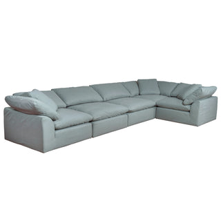 Sunset TradingContemporary Puff Collection 5PC Slipcovered Modular L-Shaped Sectional Sofa | Performance Fabric Washable Water-Resistant Stain-Proof | 176" Deep-Seating Down-Filled Couch | Ocean BlueSU-1458-43-3C-2AAloha Habitat