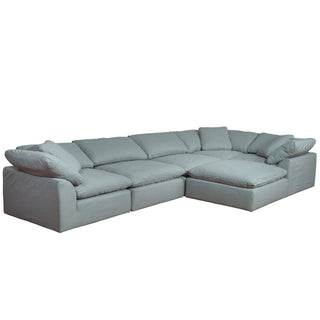 Sunset TradingContemporary Puff Collection 6PC Slipcovered Modular L-Shape Sectional Sofa with Ottoman | Performance Fabric Washable Water-Resistant Stain-Proof | 176" Deep-Seating Down-Filled Lounge Couch | Ocean BlueSU-1458-43-3C-2A-1OAloha Habitat