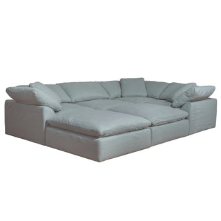 Sunset TradingContemporary Puff Collection 6PC Slipcovered Modular U-Shaped Pit Sectional Sofa | Performance Fabric Washable Water-Resistant Stain-Proof | 132" Deep-Seating Down-Filled Chaise Lounge Couch | Ocean BlueSU-1458-43-3C-1A-2OAloha Habitat