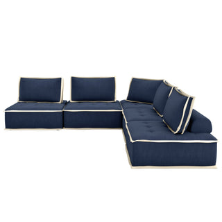 Sunset TradingPixie 5 Piece Sofa Sectional | Modular Couch | Navy Blue and Cream FabricSU-UPX1671135-5A-NWAloha Habitat