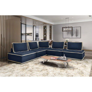 Sunset TradingPixie 5 Piece Sofa Sectional | Modular Couch | Navy Blue and Cream FabricSU-UPX1671135-5A-NWAloha Habitat