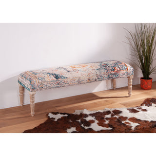 World InteriorsAlgiers 60" Bench in Faded Turquoise Print FabricZWALGRBN60Origins of Home