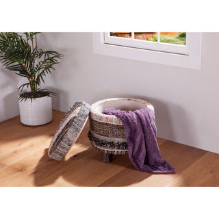 World InteriorsAlgiers Storage Stool in Moroccan Fluffy Black FabricZWALGRST18Origins of Home