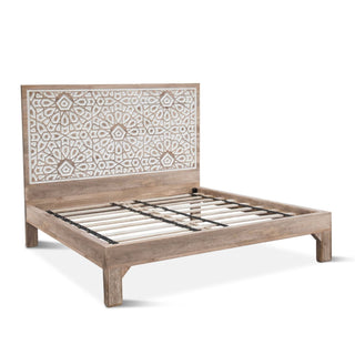 World InteriorsHaveli Geometric Carved King Bed in Natural WhiteZWHAPBKNWOrigins of Home