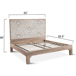 World InteriorsHaveli Geometric Carved King Bed in Natural WhiteZWHAPBKNWOrigins of Home