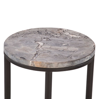 World InteriorsMumbai 17" Side Table in Grey Septarian with Iron BaseZWMUMST17GSOrigins of Home