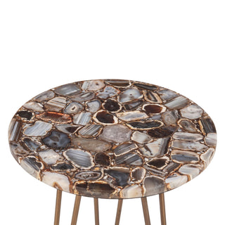 World InteriorsMumbai 17" Side Table in Stone Agate with Iron BaseZWMUMST17AGBOrigins of Home