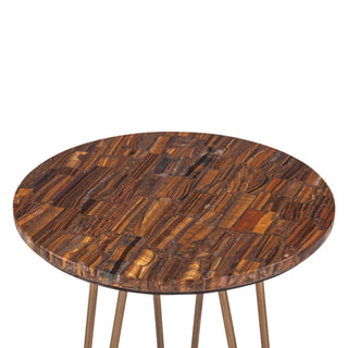 World InteriorsMumbai 17" Side Table in Tiger Eye with Iron BaseZWMUMST17TEBOrigins of Home