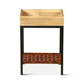 World InteriorsSan Antonio Side Table in Mango Wood, Iron and Cognac LeatherZWSAST12NAOrigins of Home