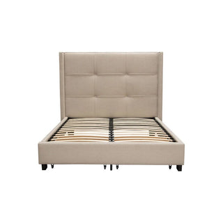 Diamond SofaBeverly Eastern King Bed with Integrated Footboard Storage Unit & Accent Wings in Sand Fabric By Diamond Sofa - BEVERLYSDEKBEDBEVERLYSDEKBEDAloha Habitat