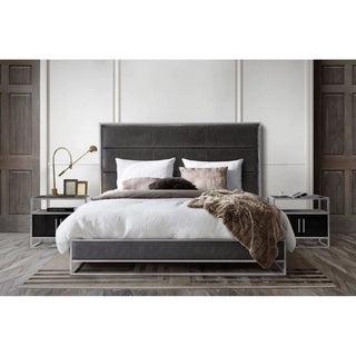 Diamond SofaEmpire Eastern King Bed in Weathered Grey PU with Hand brushed Silver Metal Frame by Diamond Sofa - EMPIREEKBEDGREMPIREEKBEDGRAloha Habitat