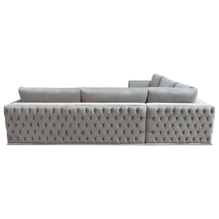 Diamond SofaEnvy 3PC Sectional in Platinum Grey Velvet with Tufted Outside Detail and Silver Metal Trim by Diamond Sofa - ENVY3PCSECTGRENVY3PCSECTGRAloha Habitat