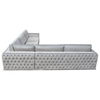 Diamond SofaEnvy 3PC Sectional in Platinum Grey Velvet with Tufted Outside Detail and Silver Metal Trim by Diamond Sofa - ENVY3PCSECTGRENVY3PCSECTGRAloha Habitat