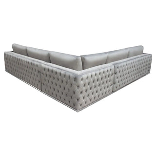 Diamond SofaEnvy 3PC Sectional in Platinum Grey Velvet with Tufted Outside Detail and Silver Metal Trim by Diamond Sofa - ENVY3PCSECTGRENVY3PCSECTGRAloha Habitat