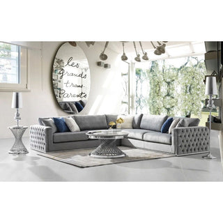 Diamond SofaEnvy 3PC Sectional in Platinum Grey Velvet with Tufted Outside Detail and Silver Metal Trim by Diamond Sofa - ENVY3PCSECTGRENVY3PCSECTGRAloha Habitat