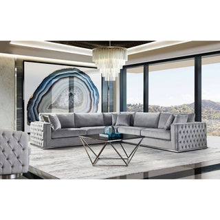 Diamond SofaEnvy 3PC Sectional in Platinum Grey Velvet with Tufted Outside Detail and Silver Metal Trim by Diamond Sofa - ENVY3PCSECTGRENVY3PCSECTGRAloha Habitat