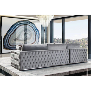 Diamond SofaEnvy 3PC Sectional in Platinum Grey Velvet with Tufted Outside Detail and Silver Metal Trim by Diamond Sofa - ENVY3PCSECTGRENVY3PCSECTGRAloha Habitat