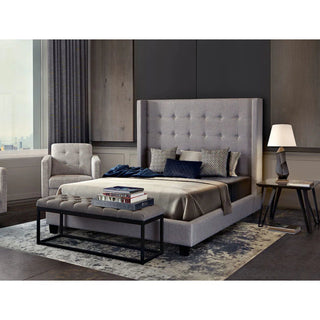 Diamond SofaMadison Ave Tufted Wing Eastern King Bed in Light Grey Button Tufted Fabric by Diamond Sofa - MADISONAVEEKBEDLGMADISONAVEEKBEDLGAloha Habitat