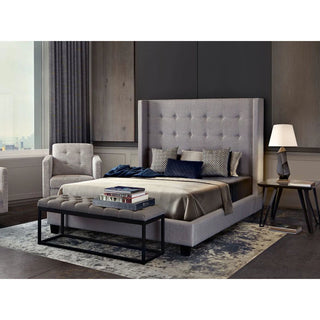 Diamond SofaMadison Ave Tufted Wing Queen Bed in Light Grey Button Tufted Fabric by Diamond Sofa - MADISONAVEQUBEDLGMADISONAVEQUBEDLGAloha Habitat