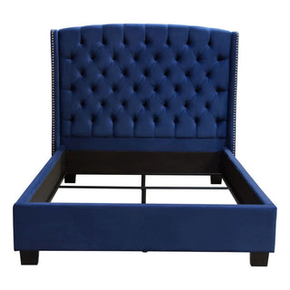 Diamond SofaMajestic Eastern King Tufted Bed in Royal Navy Velvet with Nail Head Wing Accents by Diamond Sofa - MAJESTICEKBEDNBMAJESTICEKBEDNBAloha Habitat