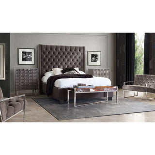 Diamond SofaPark Avenue Eastern King Tufted Bed with Vintage Wing in Smoke Grey Velvet by Diamond Sofa - PARKAVESKEKBEDPARKAVESKEKBEDAloha Habitat