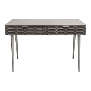 Diamond SofaPetra Solid Mango Wood 2-Drawer Writing Desk in Smoke Grey Finish w/ Nickel Legs by Diamond Sofa - PETRADEGRPETRADEGRAloha Habitat