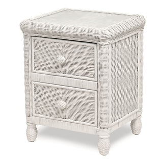 Sea WindsSea Winds Santa Cruz 2 Drawer Nightstand W/ Glass Top B57932 WhiteB57932-WHITEAloha Habitat