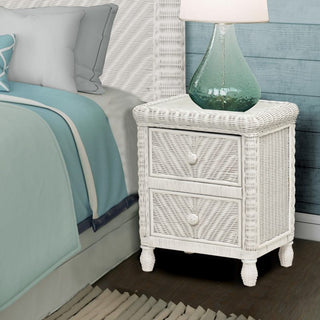 Sea WindsSea Winds Santa Cruz 2 Drawer Nightstand W/ Glass Top B57932 WhiteB57932-WHITEAloha Habitat