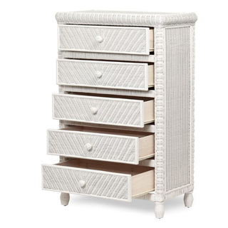 Sea WindsSea Winds Santa Cruz 5 Drawer Chest W/ Glass Top B57935 WhiteB57935-WHITEAloha Habitat