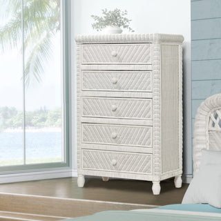 Sea WindsSea Winds Santa Cruz 5 Drawer Chest W/ Glass Top B57935 WhiteB57935-WHITEAloha Habitat