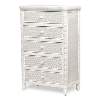 Sea WindsSea Winds Santa Cruz 5 Drawer Chest W/ Glass Top B57935 WhiteB57935-WHITEAloha Habitat