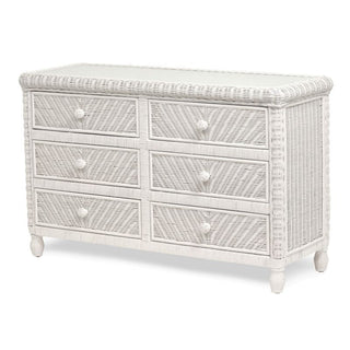 Sea WindsSea Winds Santa Cruz 6 Drawer Dresser W/ Glass Top B57936 WhiteB57936-WHITEAloha Habitat