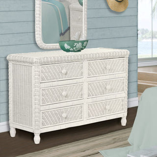 Sea WindsSea Winds Santa Cruz 6 Drawer Dresser W/ Glass Top B57936 WhiteB57936-WHITEAloha Habitat